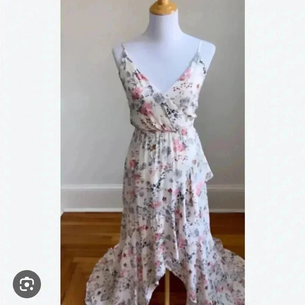 Altar'd State Avani Floral High Low Ruffle Maxi Long Dress Size Large